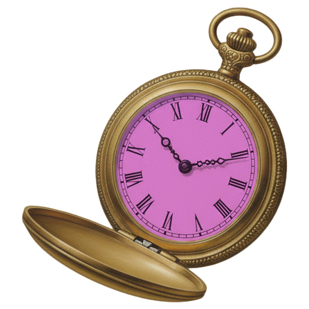 une montre à gousset avec un cadran rose